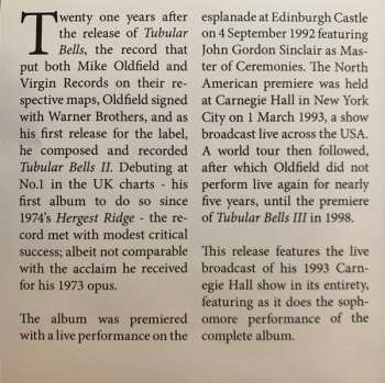 CD Mike Oldfield: Carnegie Hall 1993 (The New York Broadcast)