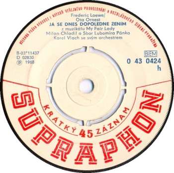 SP Milan Chladil: Za velkou louží (My Bonnie Is Over the Ocean) / Já se dnes dopoledne žením