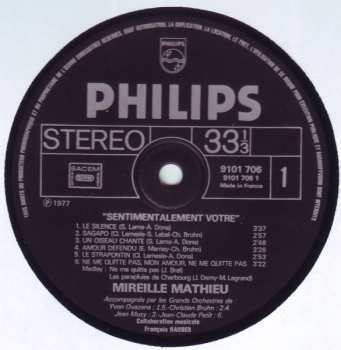 LP Mireille Mathieu: Sentimentalement Vôtre