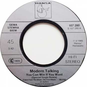 SP Modern Talking: You Can Win If You Want (Special Single Remix)