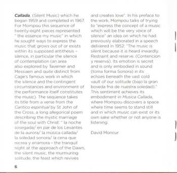 2CD Frederic Mompou: Musica Callada . Cancons i Danses · Cants Màgics · Paisajes