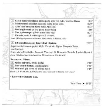 CD Claudio Monteverdi: Il Combattimento di Tancredi et Clorinda - Madrigali