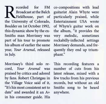 CD Morrissey: Poetry Hour (Colorado Broadcast 1992)