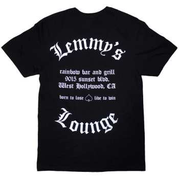 Merce Motörhead: Motorhead Unisex T-shirt: Lemmy's Lounge (black) (back Print) (small) S
