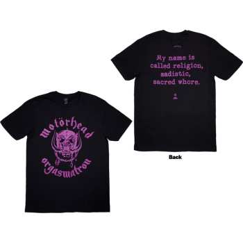 Merce Motörhead: Motorhead Unisex T-shirt: Orgasmatron Lyric (black) (back Print) (small) S