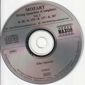 CD Wolfgang Amadeus Mozart: String Quartets (Complete) Vol. 2: K. 80 • K. 155 • K. 157 • K. 387