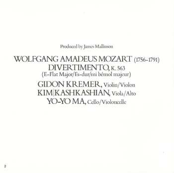 CD Wolfgang Amadeus Mozart: Divertimento, K.563