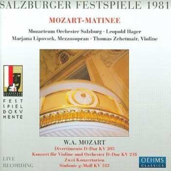 Album Mozart / Lipovsek / Zehetmair / Hager: Salzburg Festival 1981