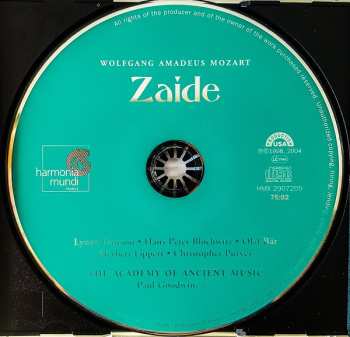 CD Wolfgang Amadeus Mozart: Zaide (K. 344 (336b))