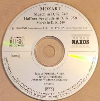 CD Wolfgang Amadeus Mozart: Haffner Serenade K. 250 / March K. 249