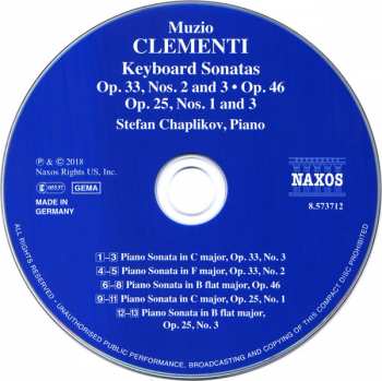 CD Muzio Clementi: Keyboard Sonatas, Op. 33, No.2 & 3