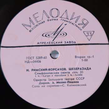 LP Nikolai Rimsky-Korsakov: Шехеразада
