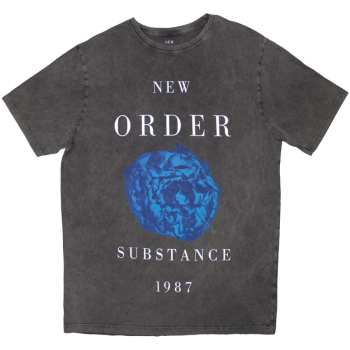 Merce New Order: New Order Unisex Stone Wash T-shirt: Substance 1987 (charcoal Grey) (small) S