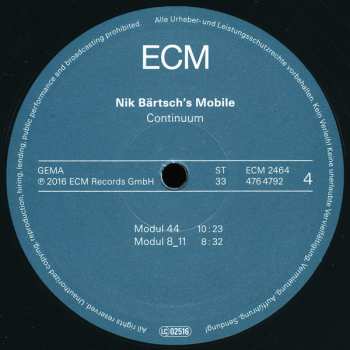 2LP Nik Bärtsch's Mobile: Continuum