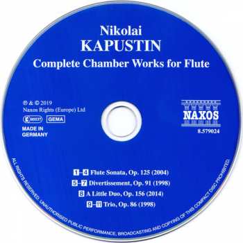 CD Nikolai Kapustin: Complete Chamber Works For Flute