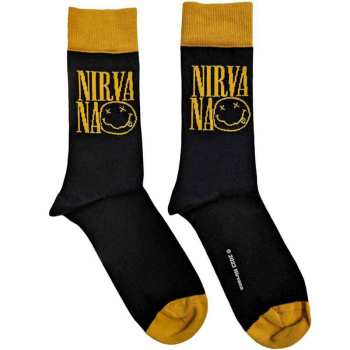 Merce Nirvana: Nirvana Unisex Ankle Socks: Logo Stacked (black) (uk Size 4 - 7) 36 - 42