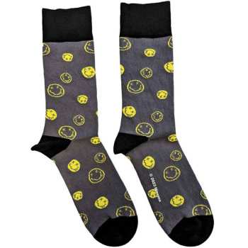 Merce Nirvana: Nirvana Unisex Ankle Socks: Mixed Happy Faces (charcoal Grey) (uk Size 4 - 7) 36 - 42