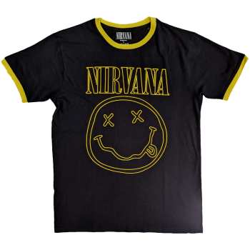 Merce Nirvana: Nirvana Unisex Ringer T-shirt: Outline Happy Face (small) S