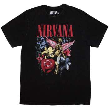 Merce Nirvana: Nirvana Unisex Stone Wash T-shirt: In Utero Vintage Collage (small) S