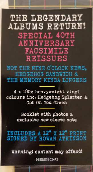 4LP/Set di cofanetti Not The Nine O'Clock News: Not All The Albums Again  CLR | LTD