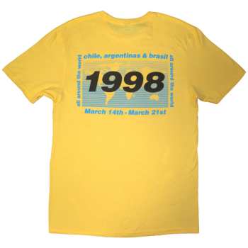 Merce Oasis: Oasis Unisex T-shirt: 1998 World Tour - South America (yellow) (back Print) (small) S