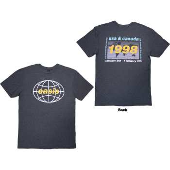 Merce Oasis: Oasis Unisex T-shirt: 1998 World Tour - Usa/canada (navy Blue) (back Print) (small) S