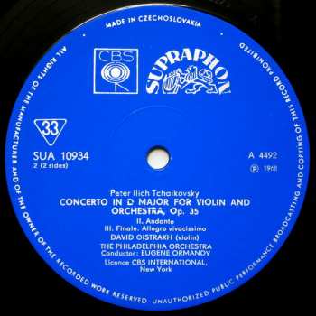 LP Pyotr Ilyich Tchaikovsky: Concerto In D Major