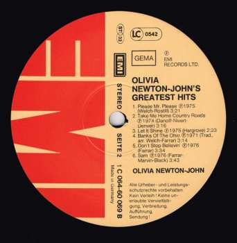 LP Olivia Newton-John: Olivia Newton-John's Greatest Hits