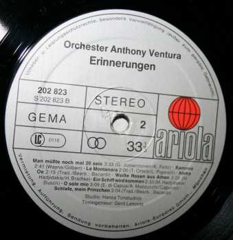 LP Orchester Anthony Ventura: Erinnerungen