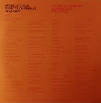 LP Vinicius de Moraes: La Voglia La Pazzia L'incoscienza L'allegria CLR