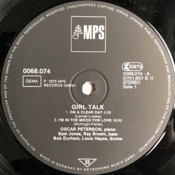 LP Oscar Peterson: Girl Talk