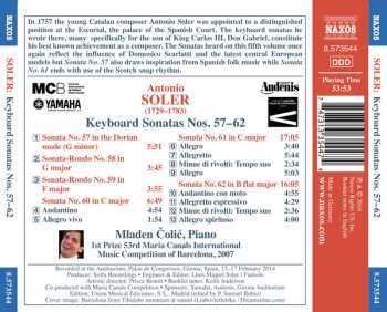 CD Padre Antonio Soler: Keyboard Sonatas Nos. 57–62