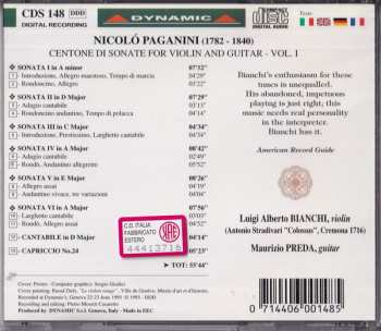 3CD/Set di cofanetti Niccolò Paganini: Centone Di Sonate For Violin And Guitar - Complete Edition