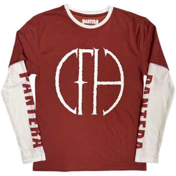 Merch Pantera: Layered Long Sleeve Maglietta Frayed Logo Pantera