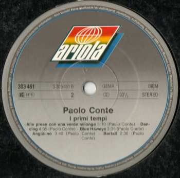 2LP Paolo Conte: I Primi Tempi