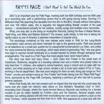 CD Patti Page: I Don't Want To Set The World On Fire