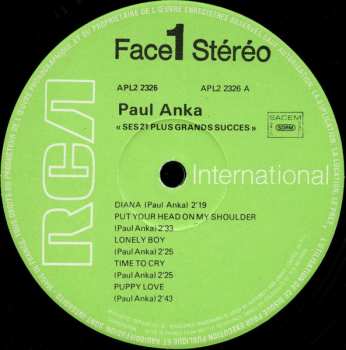 2LP Paul Anka: Ses 21 Plus Grands Succes