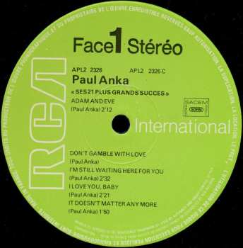 2LP Paul Anka: Ses 21 Plus Grands Succes