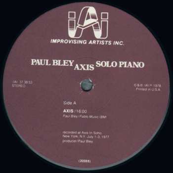 LP Paul Bley: Axis (Solo Piano)