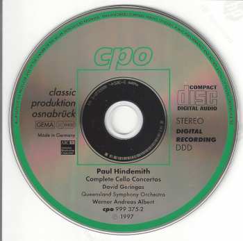 5CD/Set di cofanetti Paul Hindemith: Complete Orchestral Works 2