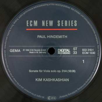 3LP/Set di cofanetti Paul Hindemith: Sonatas For Viola / Piano And Viola Alone