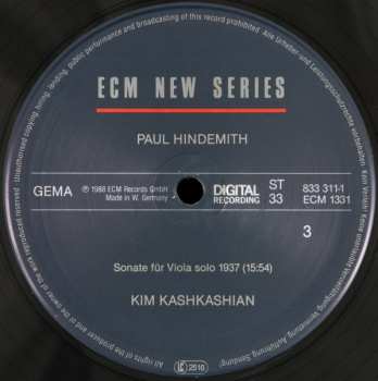3LP/Set di cofanetti Paul Hindemith: Sonatas For Viola / Piano And Viola Alone