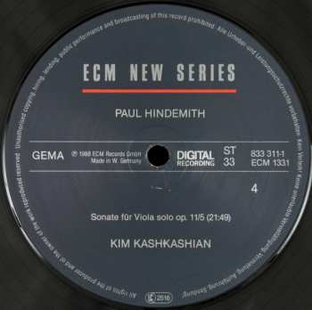 3LP/Set di cofanetti Paul Hindemith: Sonatas For Viola / Piano And Viola Alone