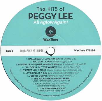 LP Peggy Lee: All Aglow Again - The Hits Of Peggy Lee  LTD