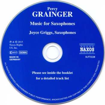 CD Percy Grainger: Music for Saxophones