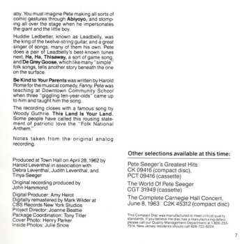CD Pete Seeger: Children's Concert At Town Hall
