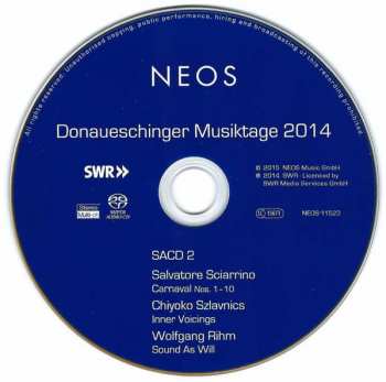 DVD/Set di cofanetti/SACD Wolfgang Rihm: Donaueschinger Musiktage 2014