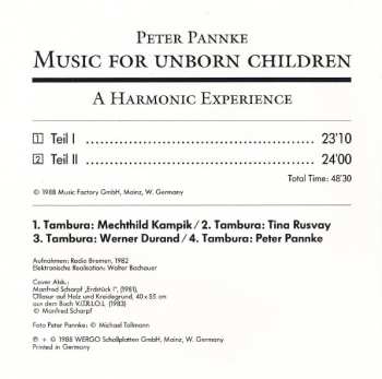 CD Peter Pannke: Music For Unborn Children - A Harmonic Experience