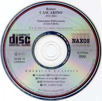 CD JoAnn Falletta: Romeo Cascarino: Pygmalion, Portrait of Galatea, Prospice, The Acadian Land, Blades of Grass