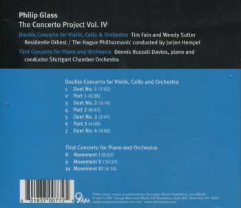 CD Philip Glass: Double Concert For Violin, Cello & Orchestra - Tirol Concerto For Piano And Orchestra